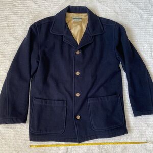 Italian Made United Colors of Benetton Wool Navy Blue Pea Coat L With Lining